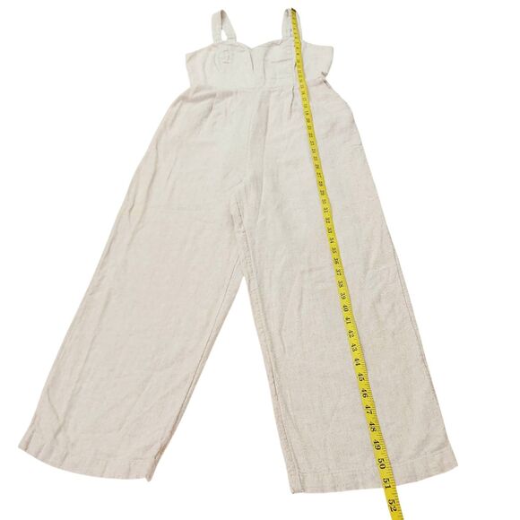 Old Navy Jumpsuit Womens Medium Beige Fit & Flare Linen Blend Beach Coastal - Picture 12 of 12